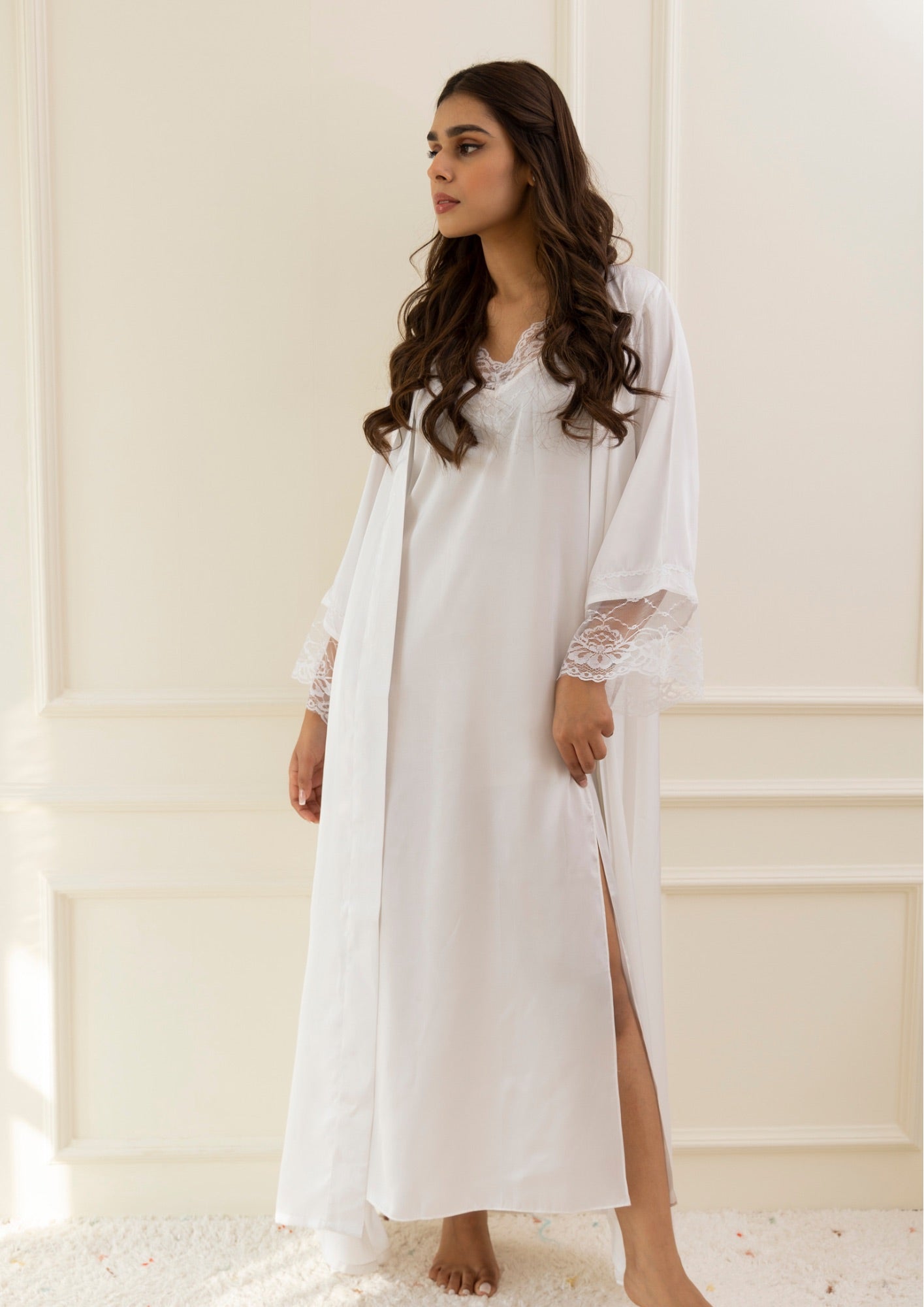 Full length nightgown discount and robe set cotton