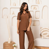 Mocha Notched Pyjama Set