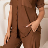 Mocha Notched Pyjama Set