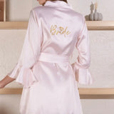 Bride Champagne Robe with Ruffles