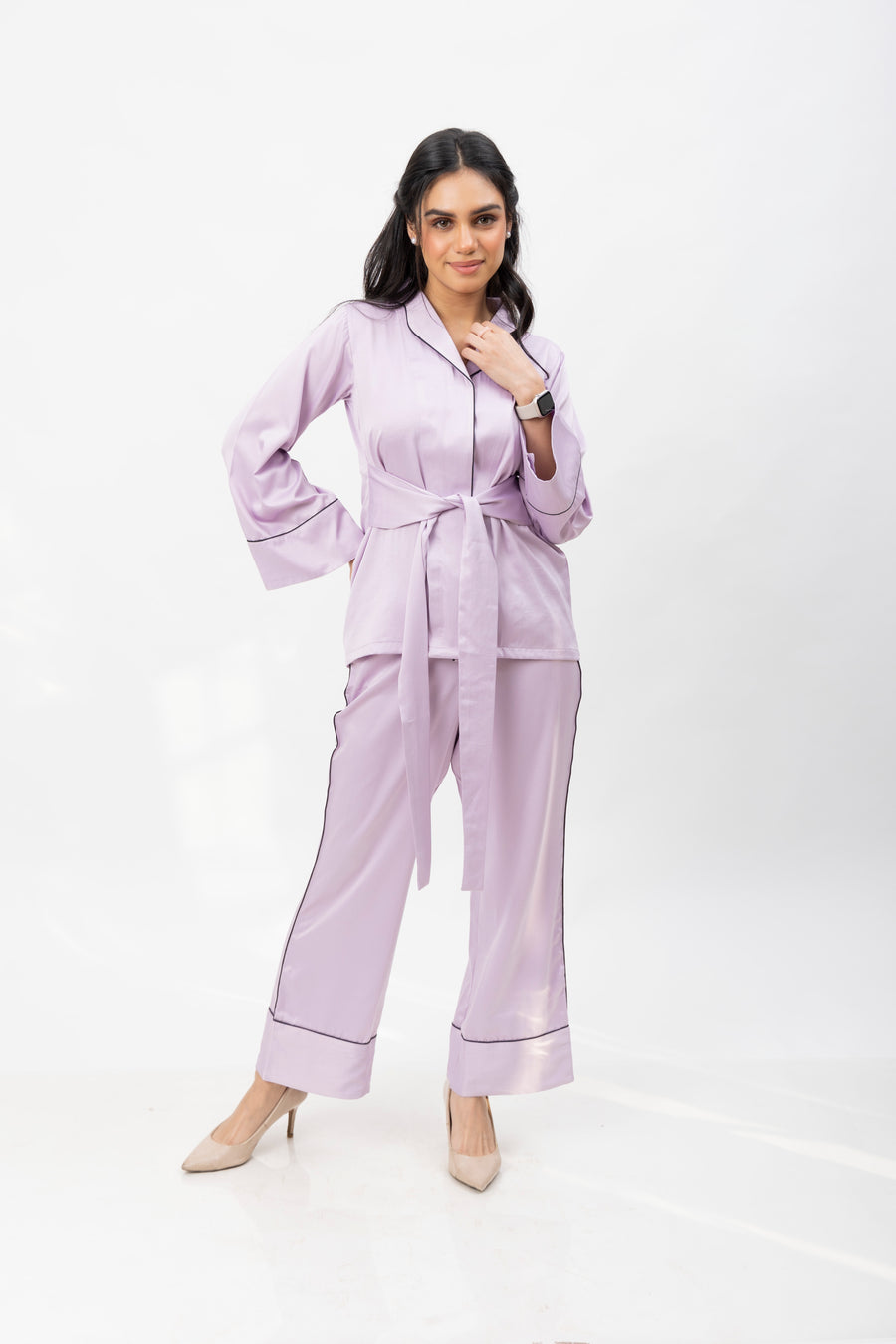 Lilac satin pajamas new arrivals