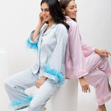 Rosette Feather Satin Set