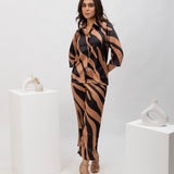 Cacao Got Stripped Satin Co-ord Set