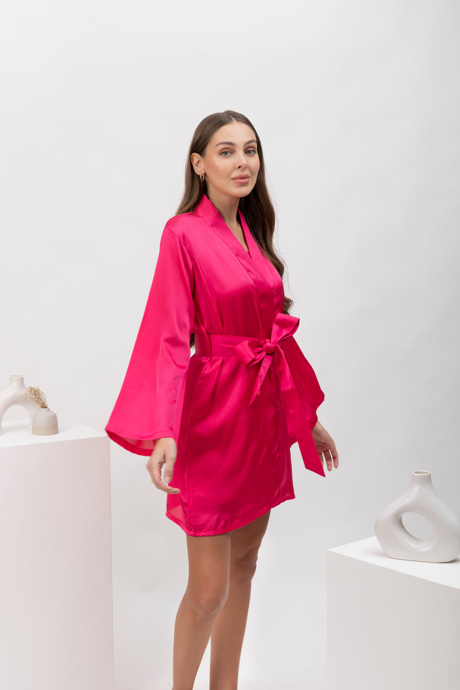 Magenta Haze Satin Robe