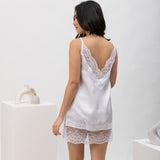White Charm Lace Satin Camisole Slip