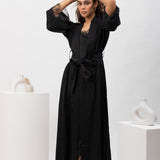 Virgin Lace Full Length Satin Robe Set