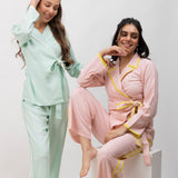 Pink Lime Wrap Around Cotton Pj Set